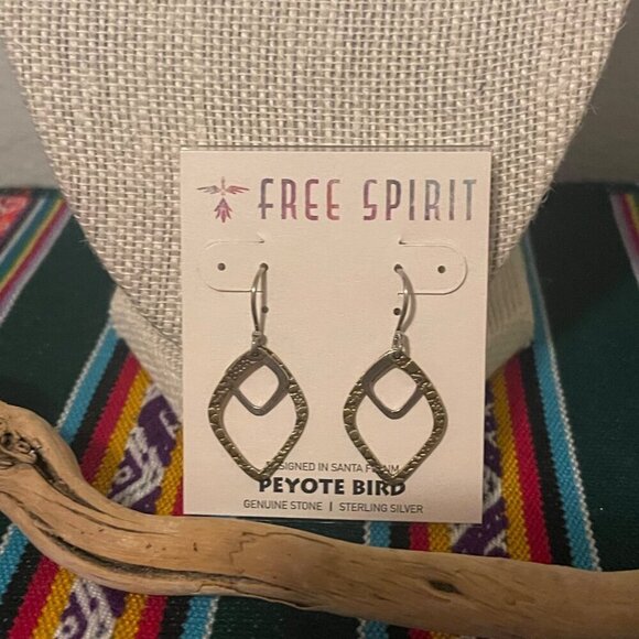 Peyote Bird Double Tear Drop Sterling Silver Dangle Earrings - Picture 1 of 5